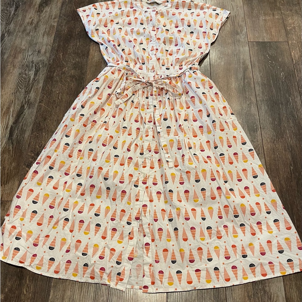 Compania Fantastica Pink and Brown Sleeveless Midi Sundress XS